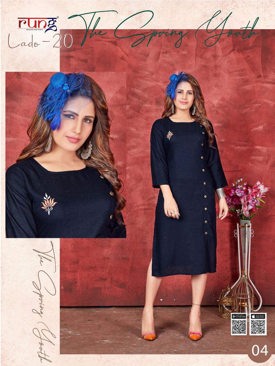 Rung Lado 20 Ethnic Regular Wear Rayon Designer Kurti Collection